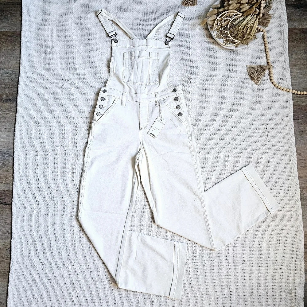 Judy Blue Garment Dyed Straight Leg Cuffed Hem Overalls Jumper Size Small New - Picture 6 of 14